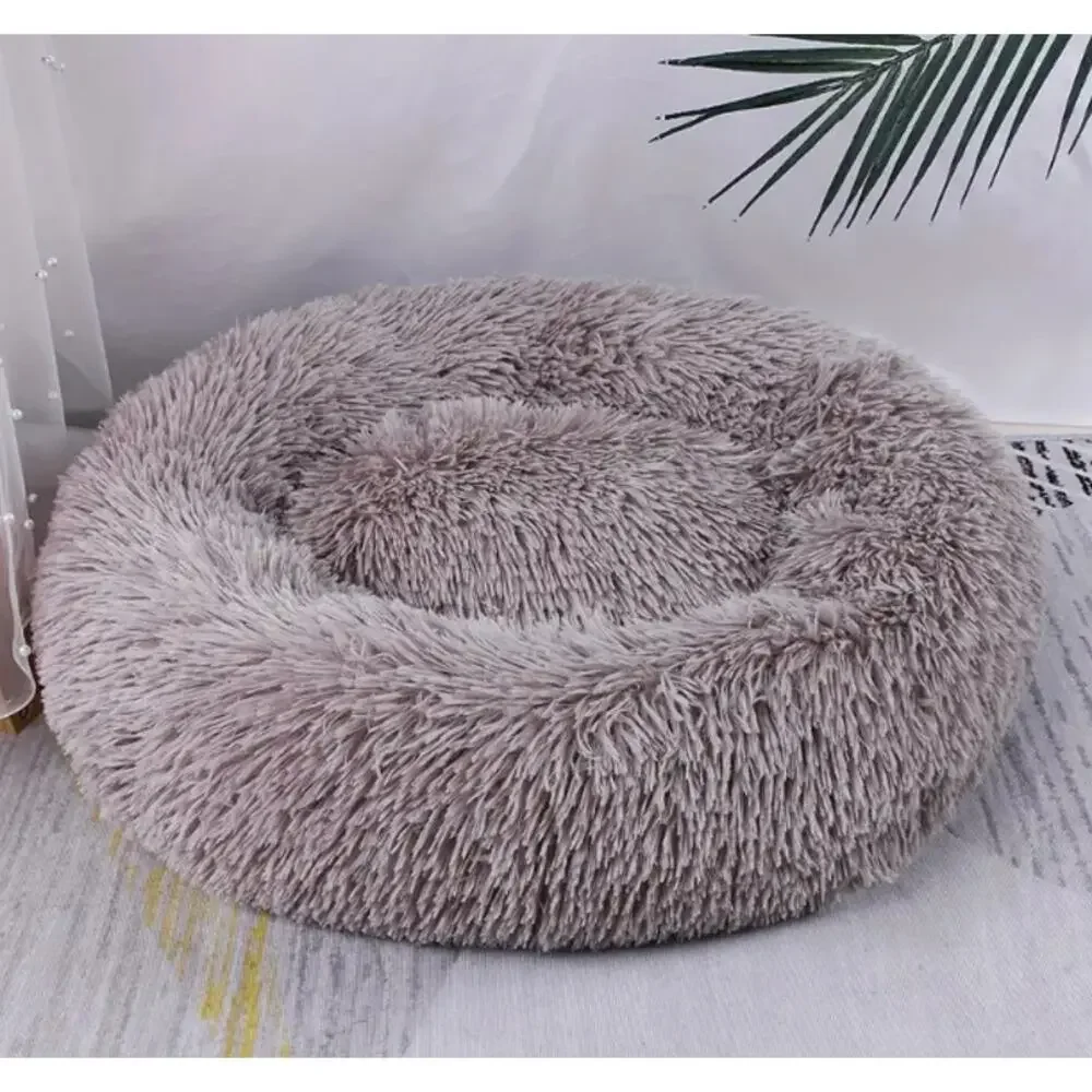 Pet Bed Plush Dog Cat Fluffy Luxury Taupe Medium 19.7